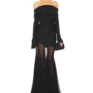 Chic Black Off-Shoulder Long Sleeve Dress- brand new!